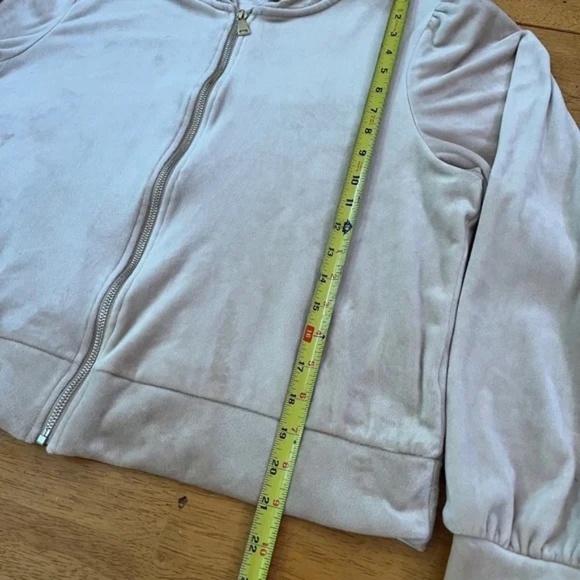 XL Magaschoni Hoodie Velvet Velour Teddy Zip Terry Jacket Taupe Beige Sweater - Picture 9 of 13